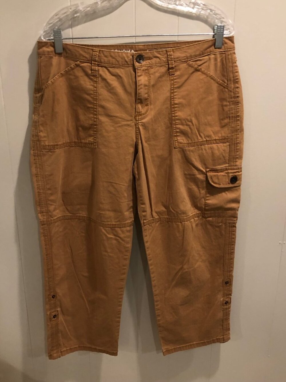 Sonoma Roll-Tab Twill Capri Pants, Size 12
